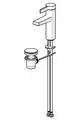 Einhebelmischer mit einem ausgezogenen Abflussmechanismus und integriertem Zugstangenablauf. HANSALFT-Design mit verchromter Oberfläche.